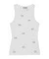Ganni Tank Top With Micro Rhinest In White