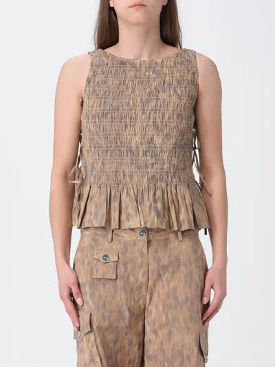Ganni Top Woman  In Brown