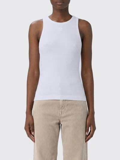 Ganni Logo Tank Top In White
