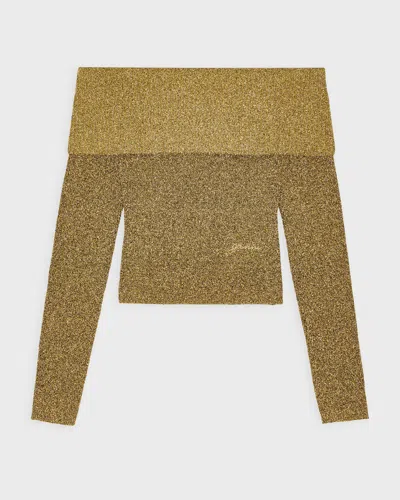 Ganni Topp Sparkle Doubleface Knit Guld