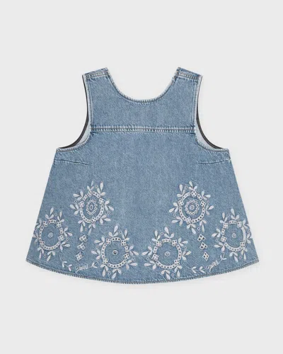 Ganni Top Broderie Anglaise Denim