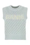 Ganni Textured Organic Cotton Blend Sweater Vest