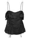 Ganni Solid Satin Slip Top In Black