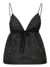 Ganni Floral-jacquard Flared Tank Top In Black