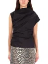 Ganni Asymmetric Draped Sleeveless Top With Open Back In Multi