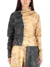 Ganni Asymmetric-neck Floral-print Top In Multi