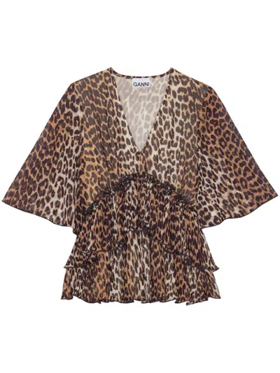 Ganni Topwear In Brown