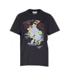 Ganni Graphic Print Crew Neck Short Sleeve Top In Gray