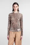 Ganni Topwear In Animalier Polyester In Multicolor