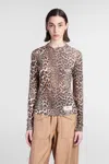 Ganni Topwear In Animalier Polyester In Multicolor