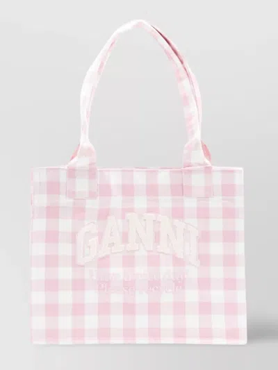 Ganni Tote Bag Checkered Dual Handles