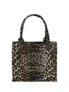 Ganni Leopard Large Canvas Tote Bag In Leopard