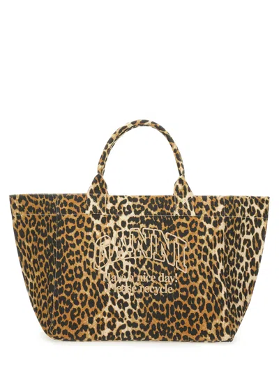 Ganni Tote Bag With Animal Pattern