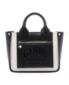Ganni Tote Bag With Embossed Logo In Black
