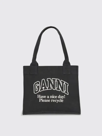 GANNI TOTE BAG GANNI WOMAN COLOR CHARCOAL,H40517033