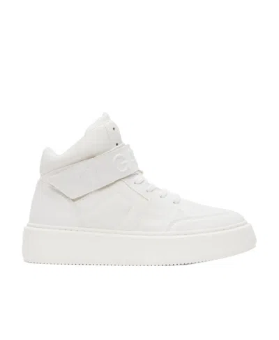 Ganni Touch-strap High-top Sneakers In White