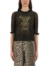 Ganni Transparent Jacquard Top With Playful Graphic In Black