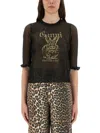 Ganni Transparent Jacquard Top With Playful Graphic In Black