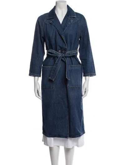 Pre-owned Ganni Trench Coat In Blue