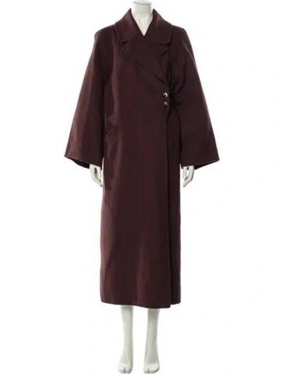 Pre-owned Ganni Trench Coat In Brown