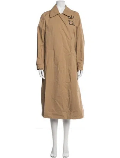 Pre-owned Ganni Trench Coat In Brown