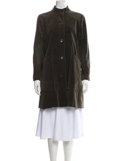Pre-owned Ganni Trench Coat In Green