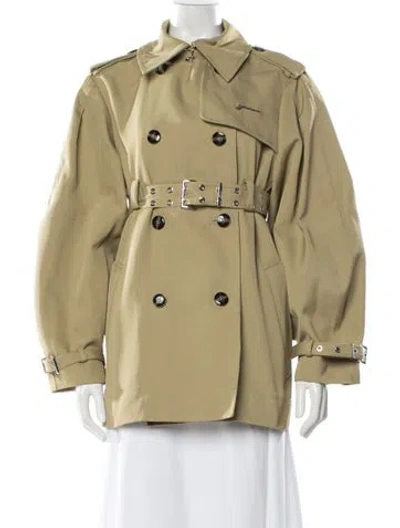 Pre-owned Ganni Trench Coat In Green