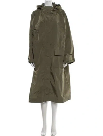 Pre-owned Ganni Trench Coat In Green
