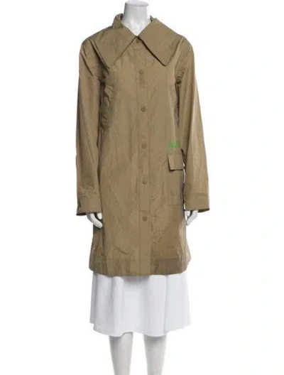 Pre-owned Ganni Trench Coat In Neutral
