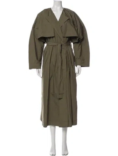 Pre-owned Ganni Trench Coat W/ Tags In Green
