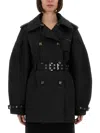 Ganni Twill Midi Trench Buckle In Multi
