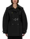 Ganni Twill Midi Trench Buckle In Multi
