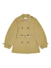 Ganni Beige Midi Double-breasted Trench Coat In Brown
