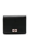 Ganni Tri-fold Leather Wallet In Black