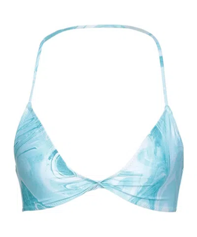 Ganni Triangle Bikini Top In Blue