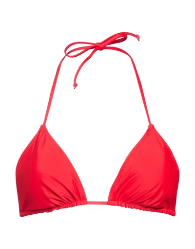 Ganni Triangle Bikini Top In Red