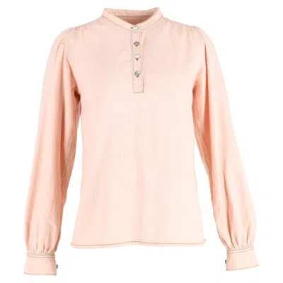 Pre-owned Ganni Trinity Buttoned Long Sleeve Shirt In Pastel Pink Cotton Denim