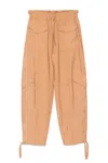 Ganni Drawstring Trousers In Beige Chari