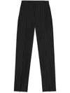 Ganni Striped Mid-rise Trousers In Black