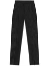 Ganni Striped Mid-rise Trousers In Black