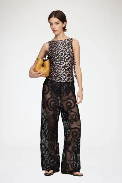 Ganni Trousers In Black