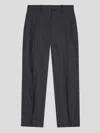 Ganni Pleated Pinstripe Trousers In Black