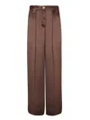 Ganni Brown Washed Satin Flared Trousers In Brown