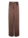 Ganni Brown Washed Satin Flared Trousers In Brown