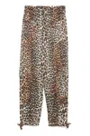Ganni Women Leopard Print Satin Trousers In Marrone Scuri