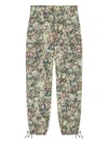 Ganni Tapestry Twill Trousers In Green