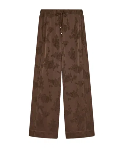 Ganni Trousers In Brown Satin