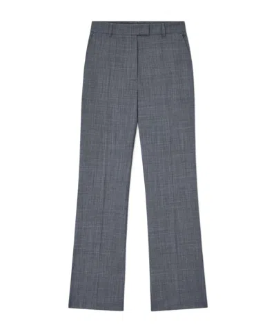 Ganni Trousers In Grey Wool Melange In Gray