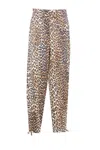 Ganni Leopard Print Satin Cargo Pants In Multicolour