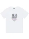 Ganni White Crewneck T-shirt With Logo Print On The Front In Cotton Woman In Bright White